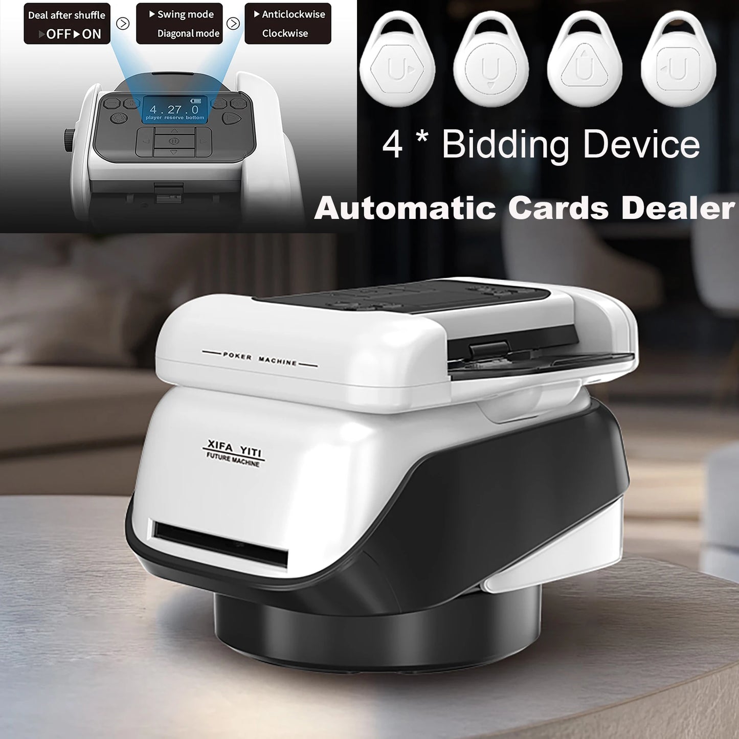 2 Decks Automatic Card Dealer OLED Display